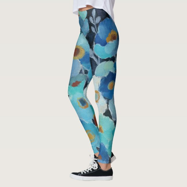 Indigo Flowers Leggings (Left)