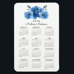 Indigo Flowers | Personalised 2018 Calendar Magnet<br><div class="desc">Keep track of the date in style with a custom Indigo Flowers 2018 calendar magnet. The custom calendar magnet features an elegant indigo blue floral bouquet at the top with a 2018 12-month calendar at the bottom. Personalise the calendar with your name, monogram, or custom text for a one of...</div>