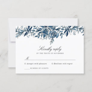 Indigo flowers wedding response card