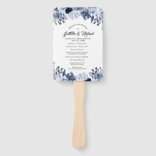 Indigo Garden Blue Floral Wedding Hand Fan