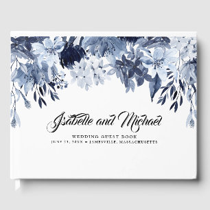 Indigo Garden Modern Floral Wedding Guest Book