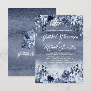 Indigo Garden Modern Watercolor Wedding Invitation