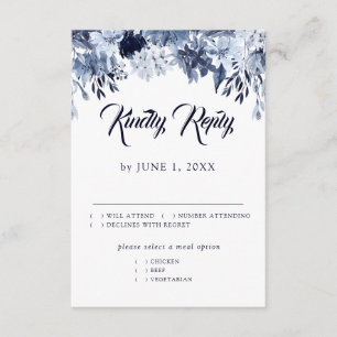 Indigo Garden RSVP Card with Meal Choices