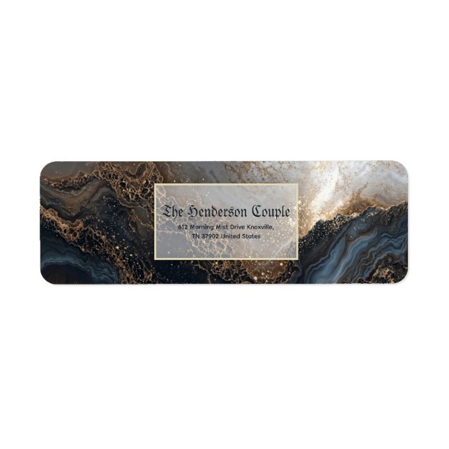 Indigo Gold Foil Agate Return Address (Front)