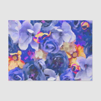 Indigo Gold Watercolor Fine Floral Tissue Paper
