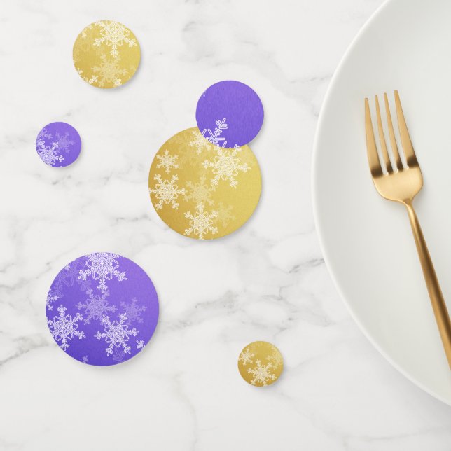 Indigo Golden Snowflakes Minimalist Christmas Confetti (Group)