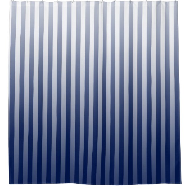 Indigo Gradated Stripes Shower Curtain (Front)
