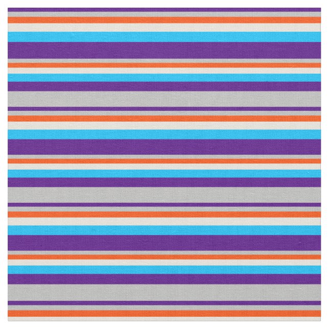 Indigo, Grey, Red, Beige & Deep Sky Blue Coloured Fabric (Close Up)