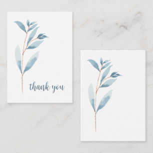 Indigo hand painted watercolor botanical thank you card