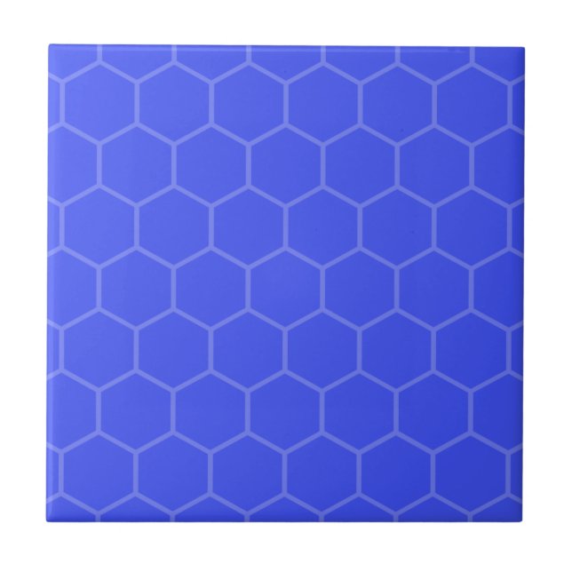 Indigo hexagon geometric mosaic design tile (Front)