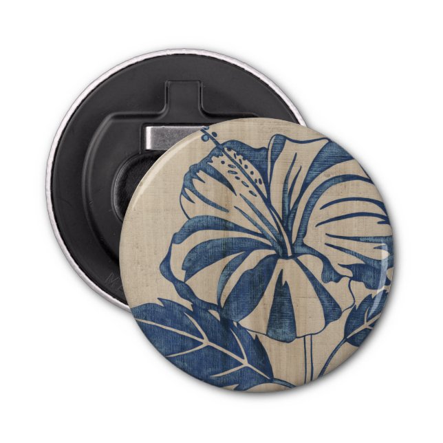 Indigo Hibiscus Bottle Opener (Front)