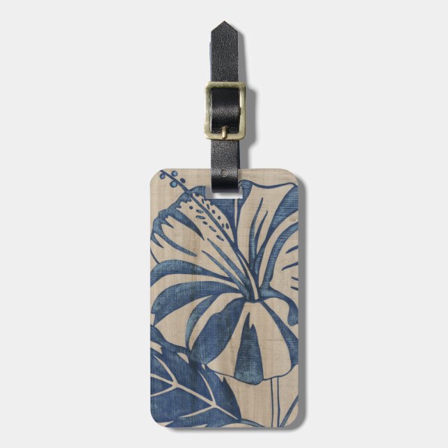 Indigo Hibiscus Luggage Tag (Front Vertical)
