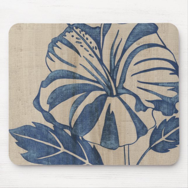 Indigo Hibiscus Mouse Mat (Front)