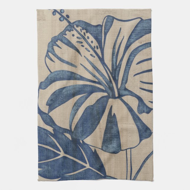 Indigo Hibiscus Tea Towel (Vertical)