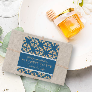 Indigo & Honeycomb Golden Bee Wedding Shower Square Sticker