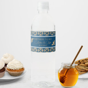 Indigo & Honeycomb Golden Bee Wedding Shower Water Bottle Label