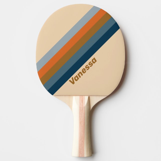Indigo Horizon Stripes with Name Ping Pong Paddle (Front)