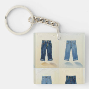 Indigo Icons Painterly Denim Art Denimhead Key Ring