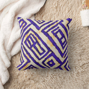 Indigo Ikat watercolor Cushion