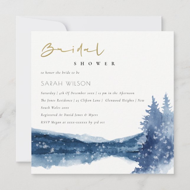 INDIGO INK BLUE MOUNTAIN LAKE BRIDAL SHOWER INVITE (Front)