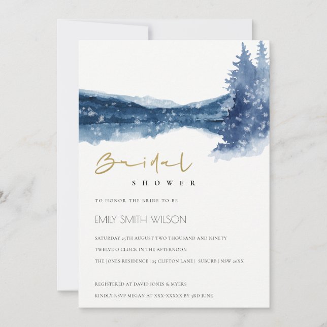 INDIGO INK BLUE MOUNTAIN LAKE BRIDAL SHOWER INVITE (Front)