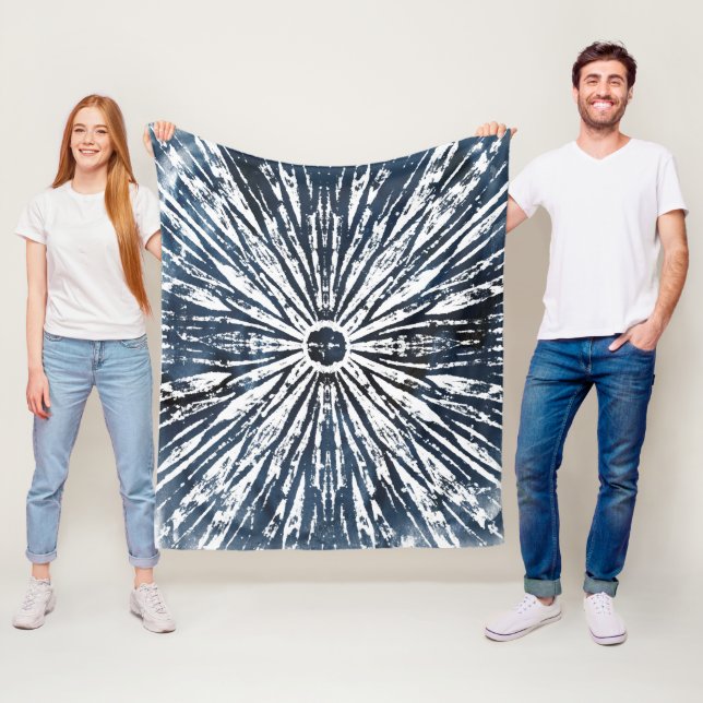 Indigo Ink Radial Motif Fleece Blanket (In Situ)
