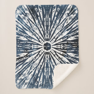 Indigo Ink Radial Motif Sherpa Blanket
