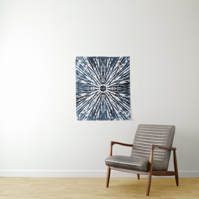 Indigo Ink Radial Motif Tapestry (In Situ)