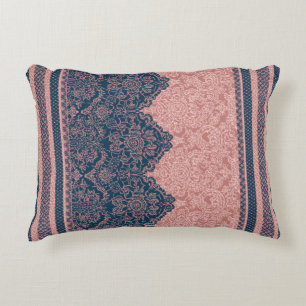 Indigo ink & warm blush AI art Decorative Cushion