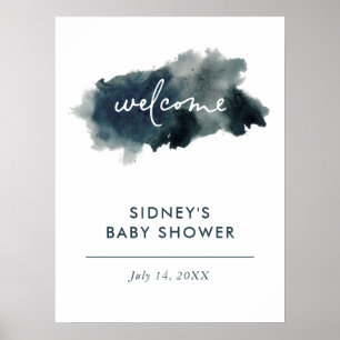 Indigo Ink Wash Baby Shower Welcome Sign