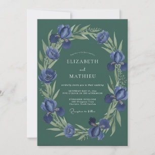 Indigo Iris Forest Eucalyptus Wedding Invitation