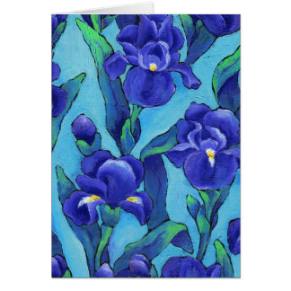 Indigo Irises Oil Painting