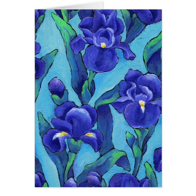 Indigo Irises Oil Painting (Front)