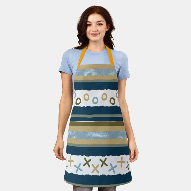 Indigo Kisses & Hugs Customizable Apron (Worn)