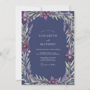 Indigo Lavender Vine Wedding Invitation