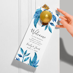 Indigo Leaves Wedding Welcome & Do Not Disturb Door Hanger