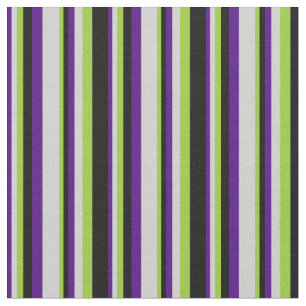 Indigo, Light Grey, Green & Black Coloured Stripes Fabric