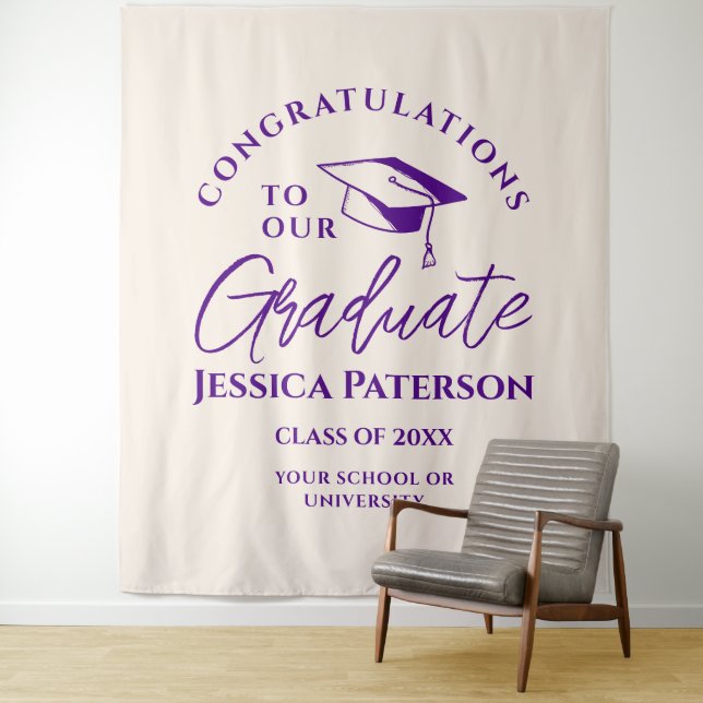 Indigo Linen Congratulations To Our Graduate Chic Tapestry (In Situ)