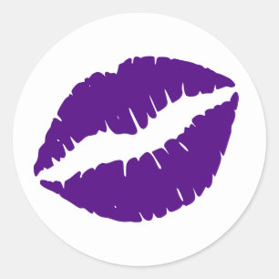 Indigo Lipstick Print Classic Round Sticker