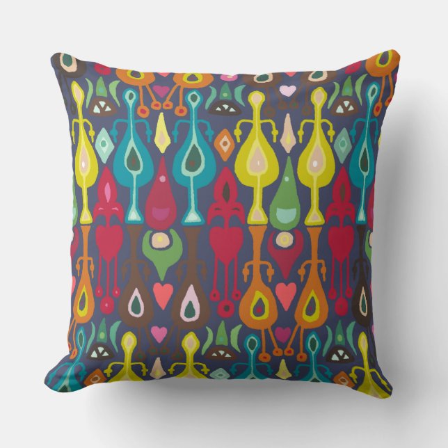 indigo love ikat cushion (Front)