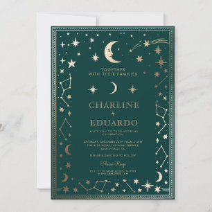 Indigo Mediaeval Gold Ivy Wedding  Invitation