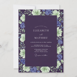 Indigo Mint Painted Wedding Invitation