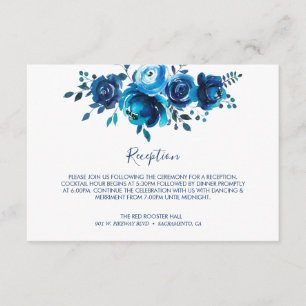 Indigo Mood Floral Wedding Reception Enclosure Card