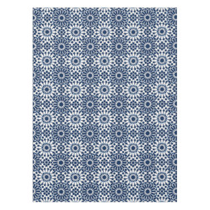 Indigo Moroccan Geometric Star Mosaic Pattern Tablecloth