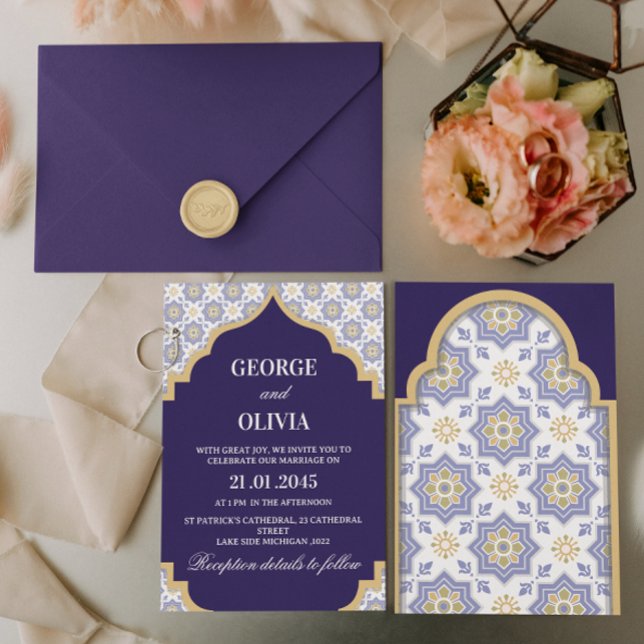 Indigo Moroccan Tile Wedding Invitation (Creator Uploaded)