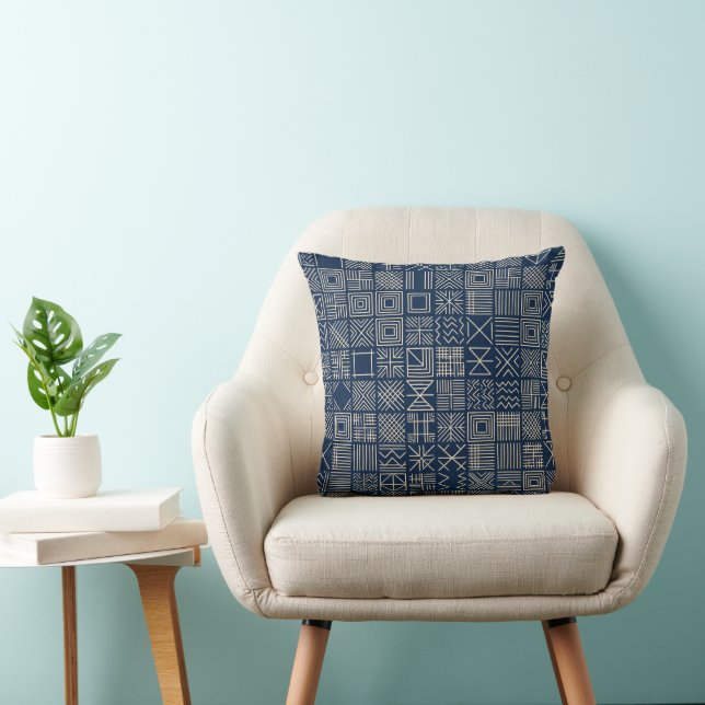 Indigo Mudcloth | Artisan Weave Cushion (Chair)