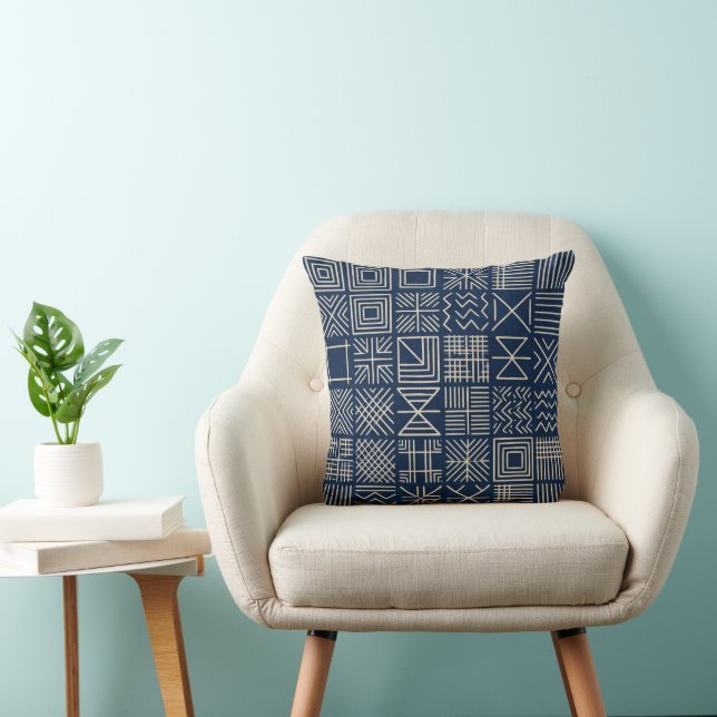 Indigo Mudcloth | Artisan Weave Statement Cushion (Chair)