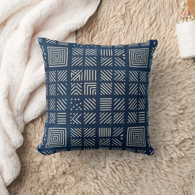 Indigo Mudcloth | Mosaic Minimalist Cushion (Blanket)