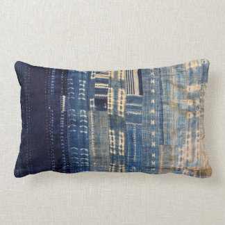 Indigo Mudcloth Quilt Lumbar Cushion