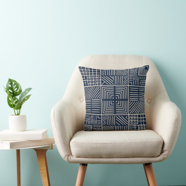 Indigo Mudcloth | Symmetry Cushion (Chair)